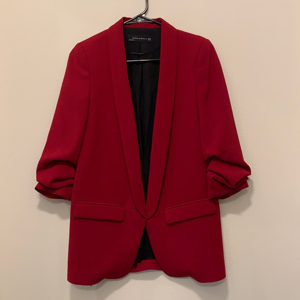 Red Quarter Sleeve Zara Blazer | XS